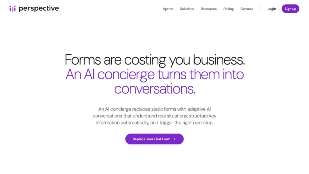 Perspective AI homepage screenshot