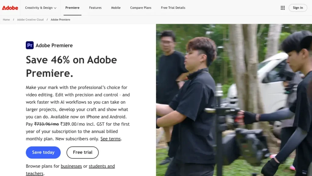 Premiere Pro Auto Reframe homepage screenshot