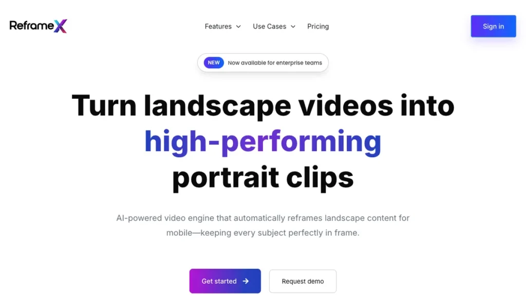 ReframeX homepage screenshot