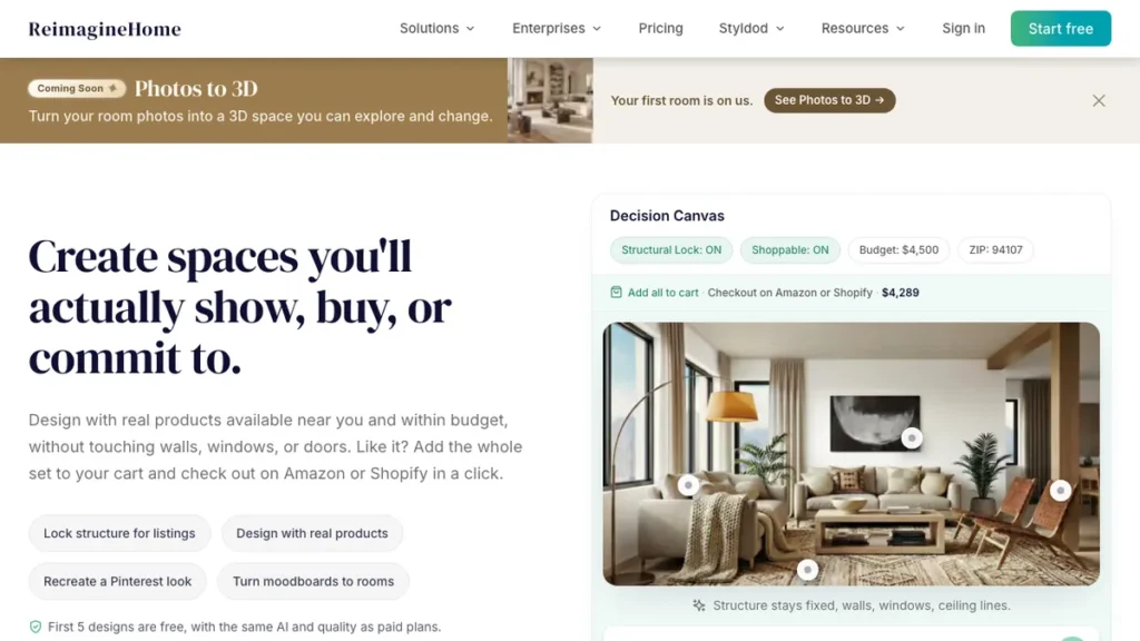 REimagine Home homepage screenshot