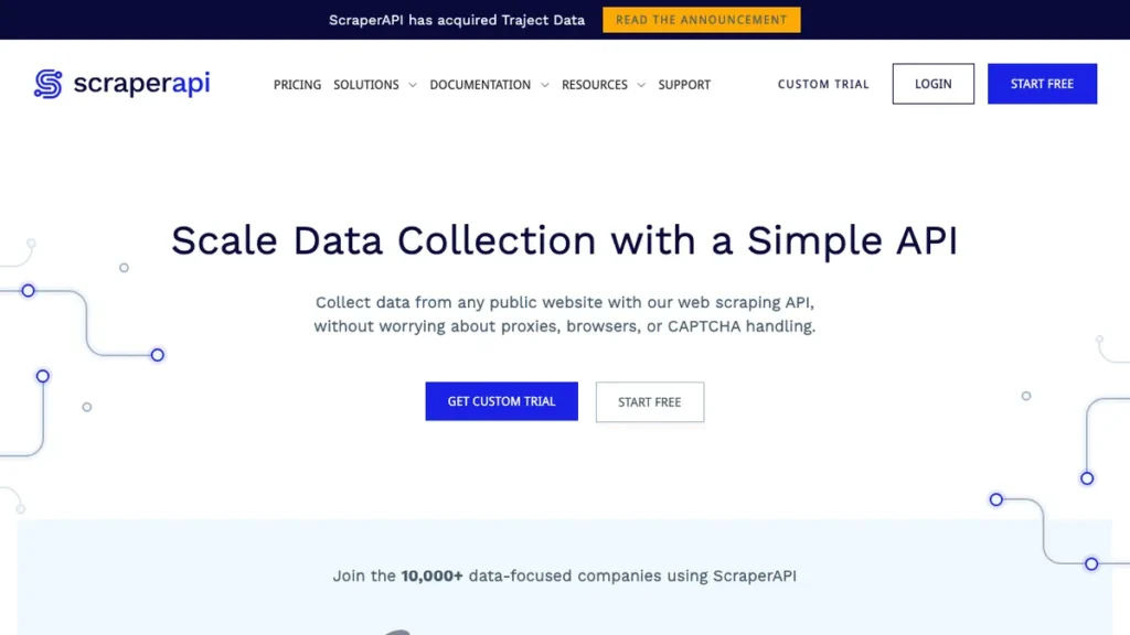 ScraperAPI homepage screenshot