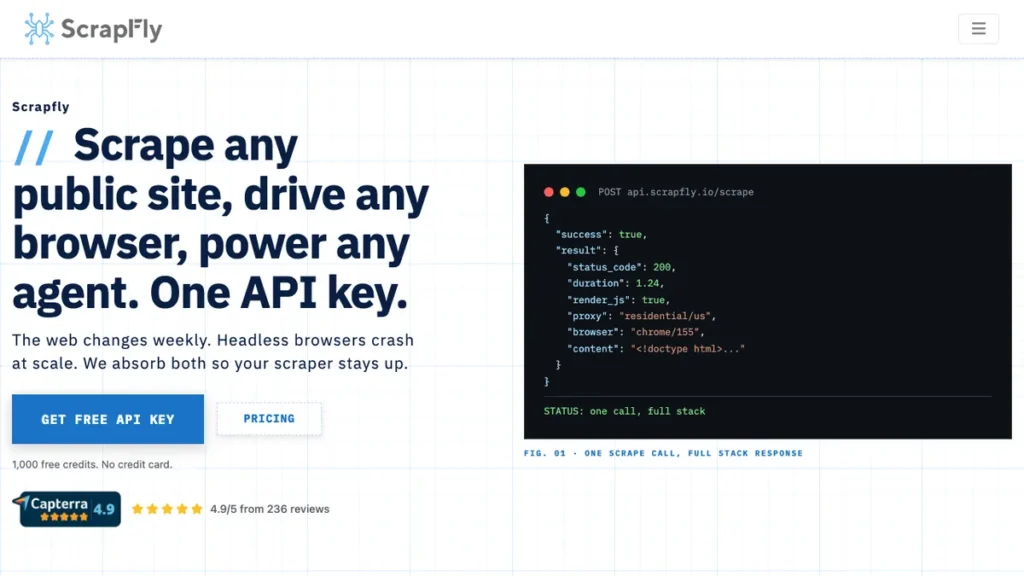 Scrapfly homepage screenshot