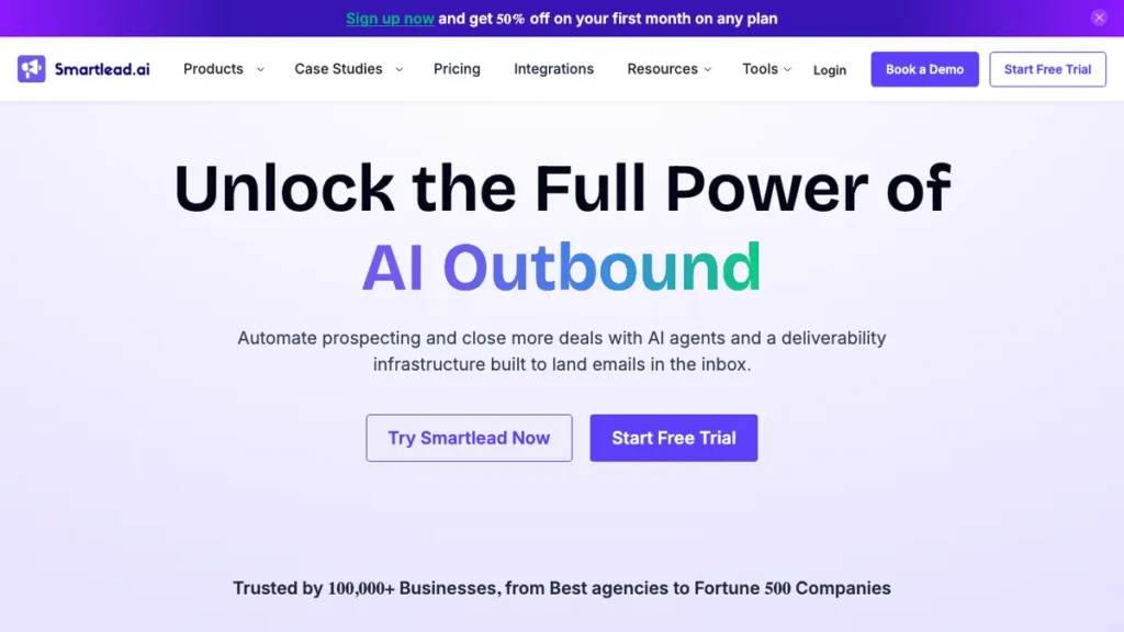 Smartlead homepage screenshot