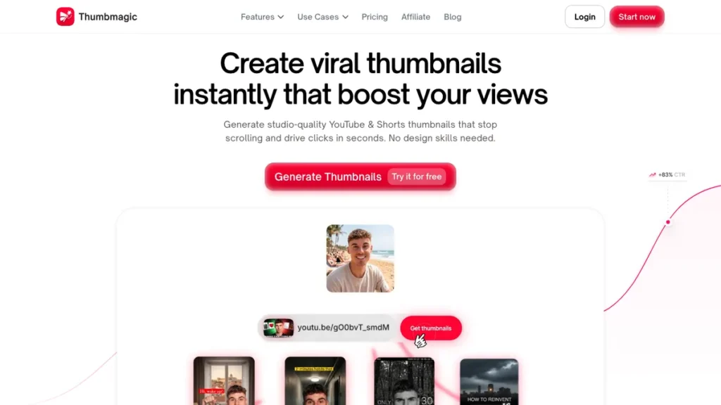 Thumbmagic homepage screenshot