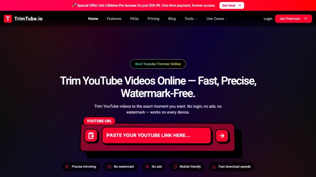 Trimtube homepage screenshot