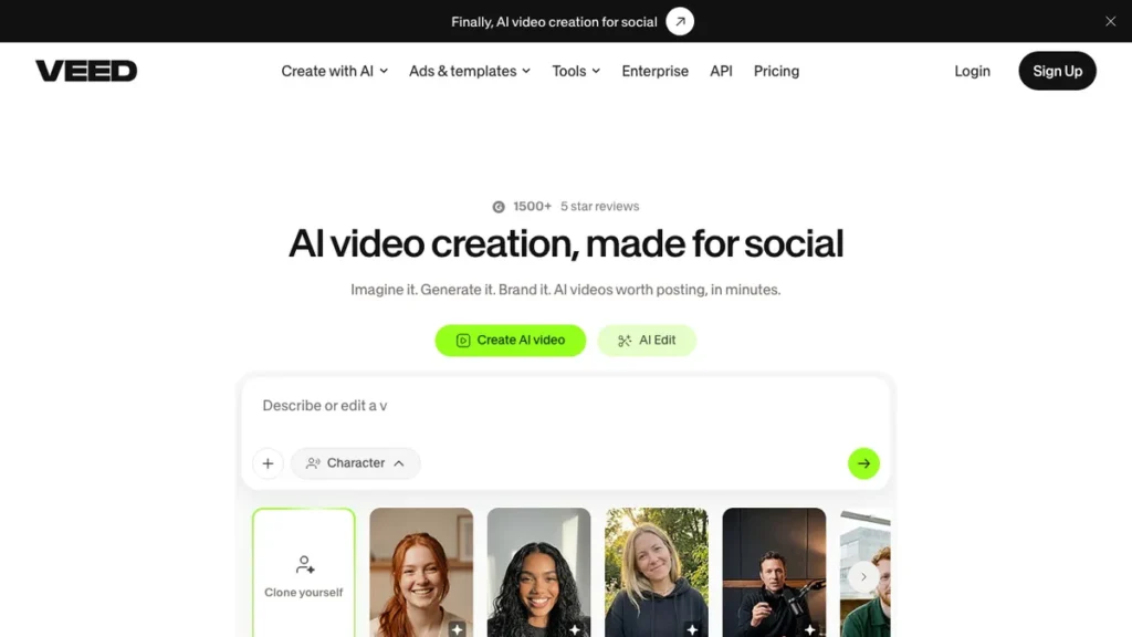 VEED.io homepage screenshot