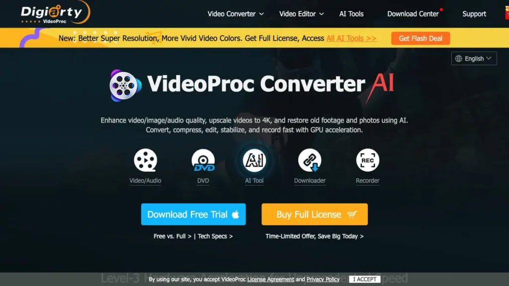 VideoProc homepage screenshot