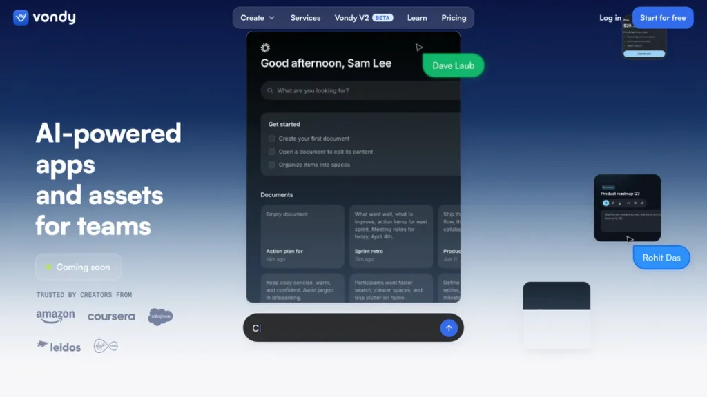 Vondy homepage screenshot