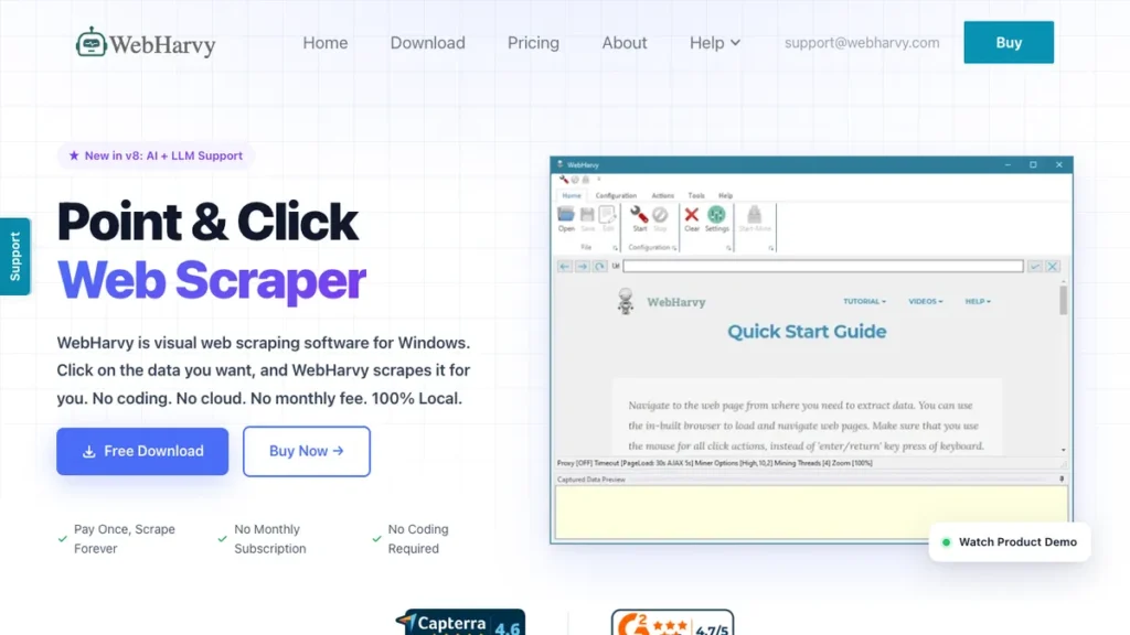 WebHarvy homepage screenshot