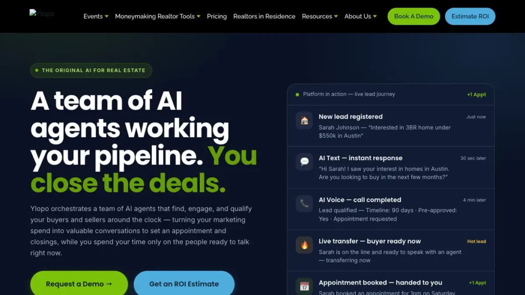 Ylopo homepage screenshot