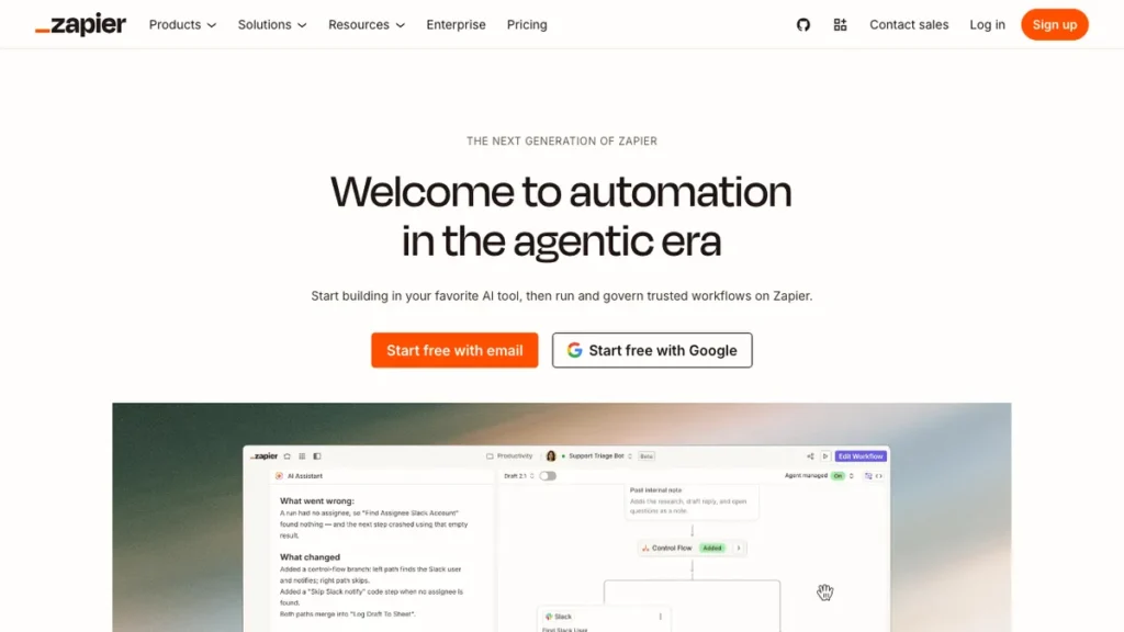 Zapier homepage screenshot
