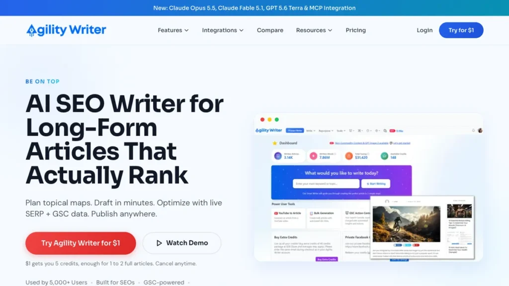 Agility Writer homepage screenshot