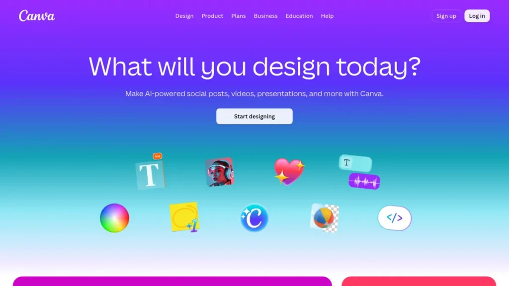 Canva homepage screenshot