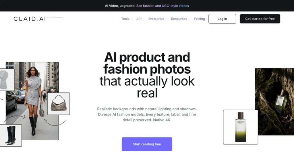 Claid.ai homepage screenshot