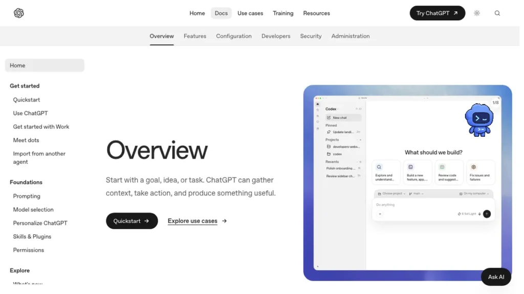 Codex homepage screenshot