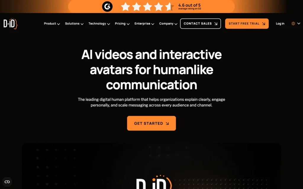 D-ID homepage screenshot