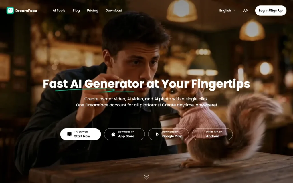 DreamFace homepage screenshot