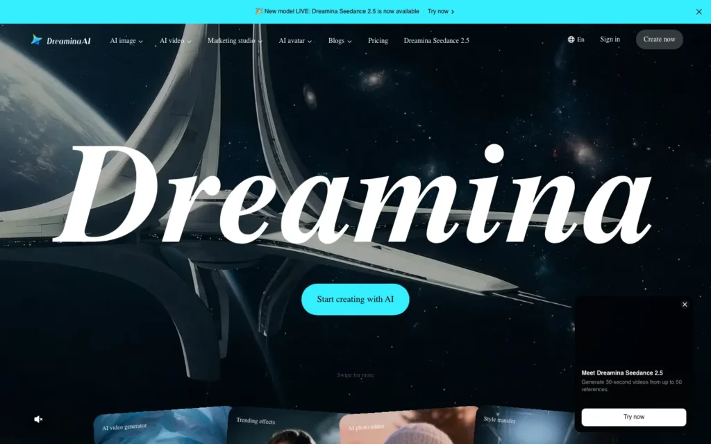 CapCut Dreamina homepage screenshot