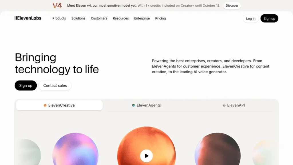 ElevenLabs homepage screenshot