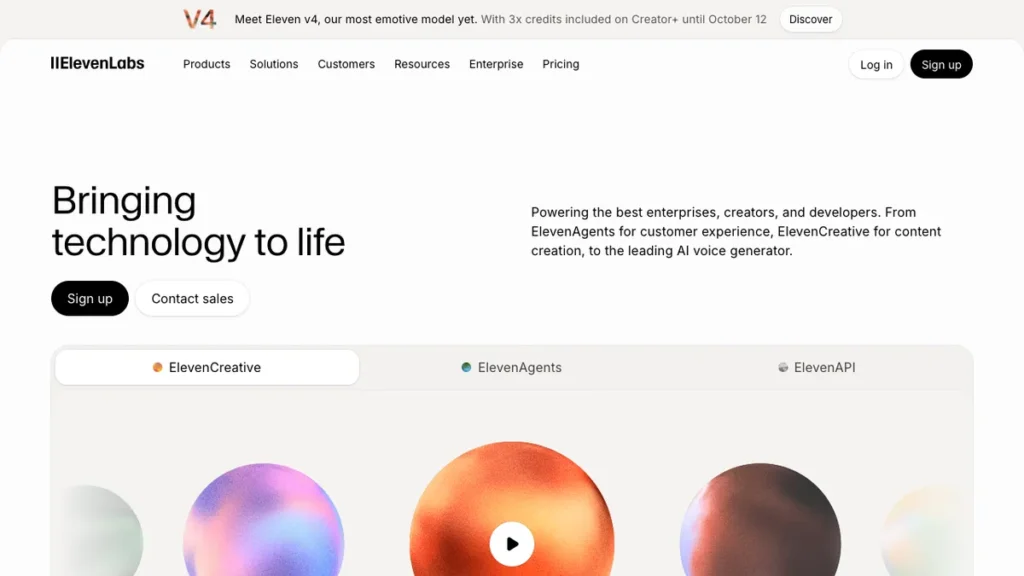 ElevenLabs homepage screenshot