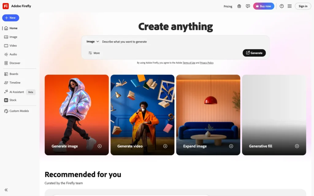 Adobe Firefly homepage screenshot
