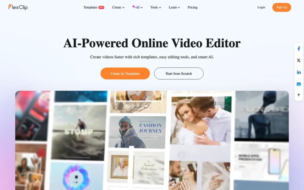FlexClip homepage screenshot