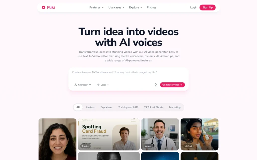 Fliki homepage screenshot