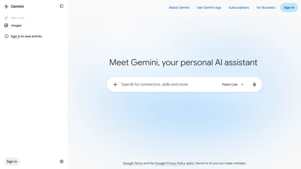 Gemini homepage screenshot