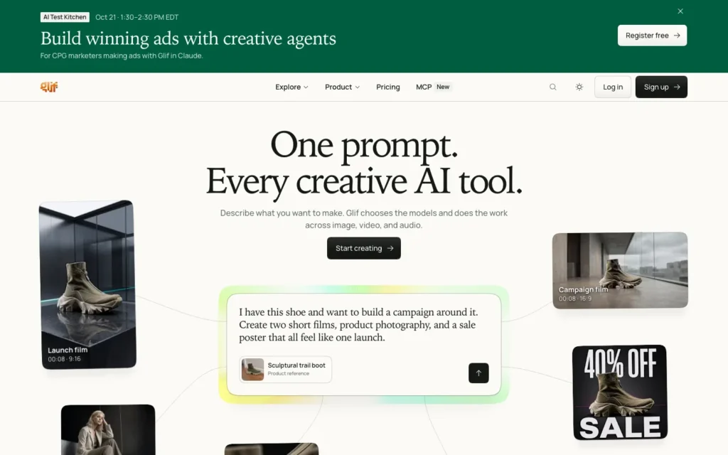 Glif homepage screenshot