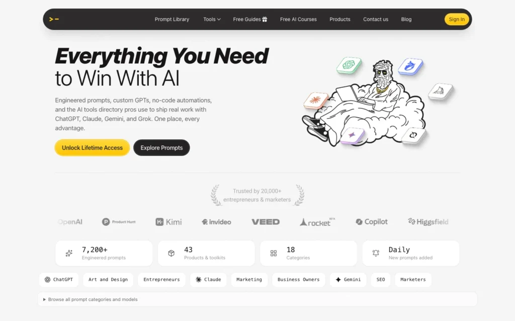 God of Prompt homepage screenshot