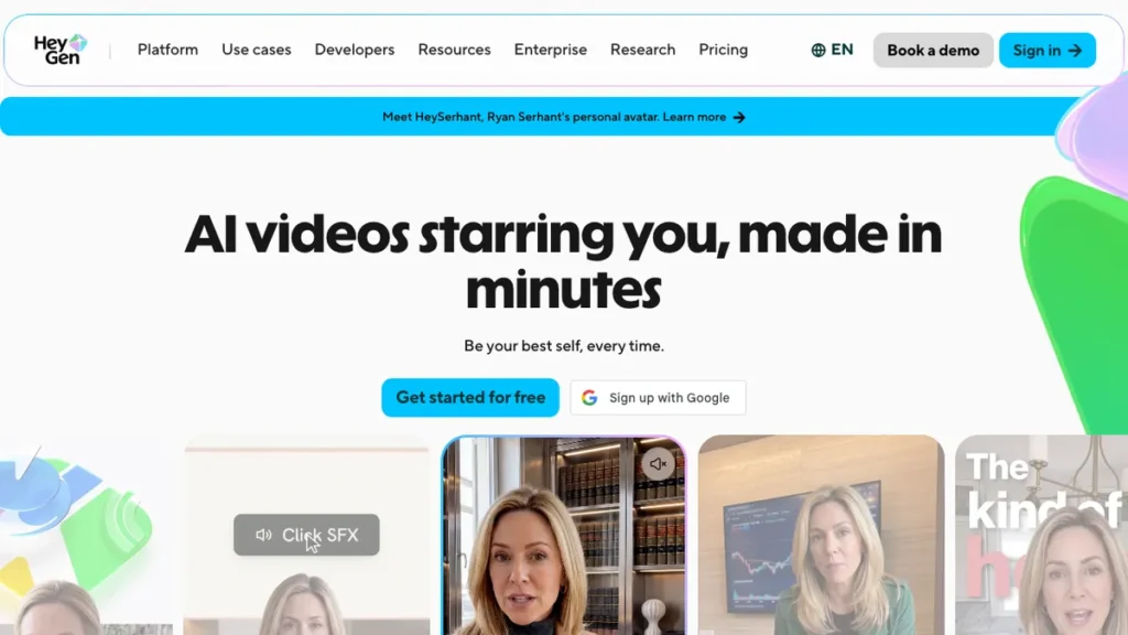 HeyGen homepage screenshot