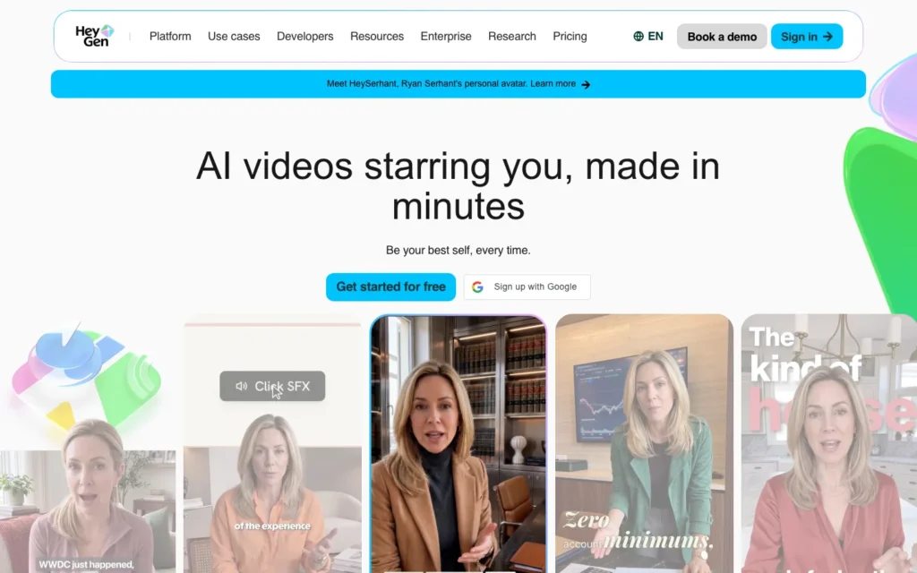 HeyGen homepage screenshot