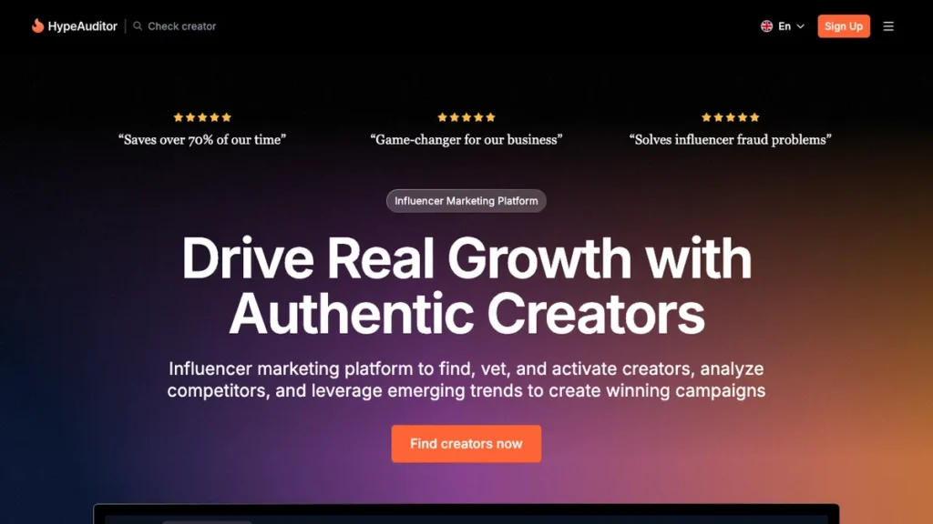 HypeAuditor homepage screenshot
