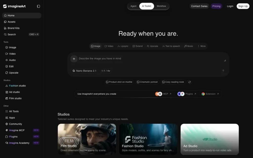 ImagineArt homepage screenshot