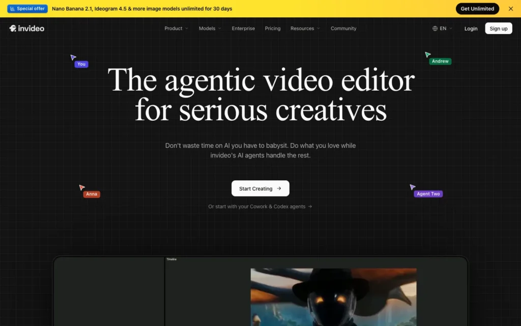 InVideo AI homepage screenshot