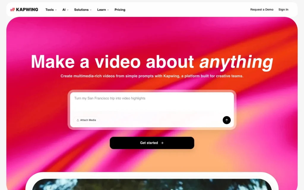 Kapwing homepage screenshot