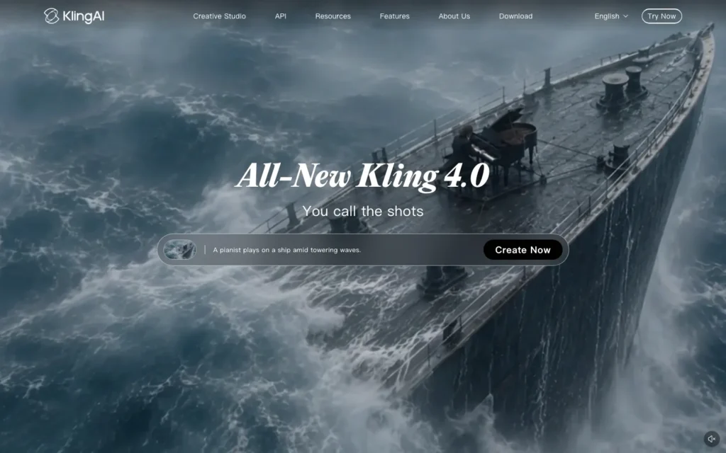 Kling homepage screenshot