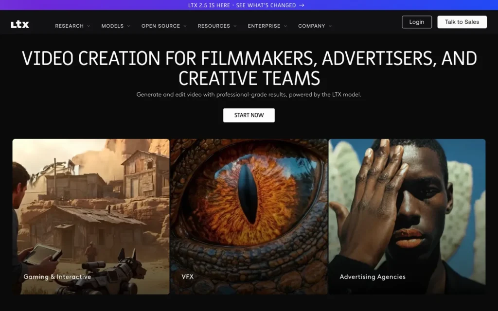 LTX Studio homepage screenshot