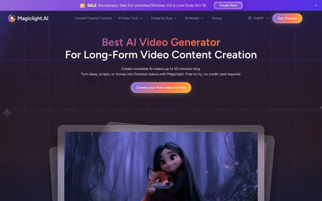 magiclight.ai homepage screenshot