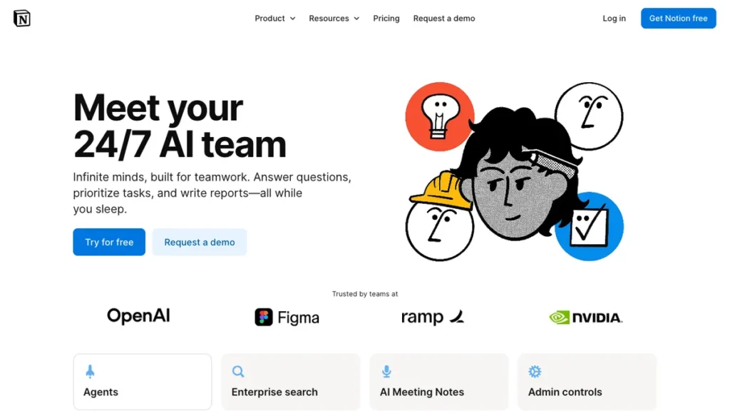 Notion AI homepage screenshot