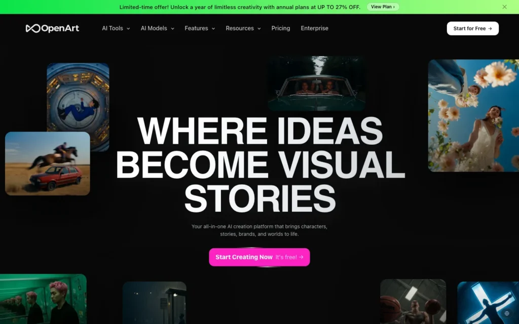 OpenArt homepage screenshot