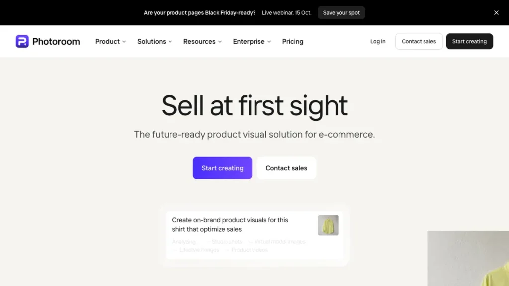Photoroom homepage screenshot