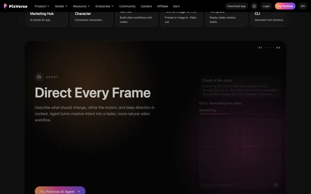 PixVerse homepage screenshot