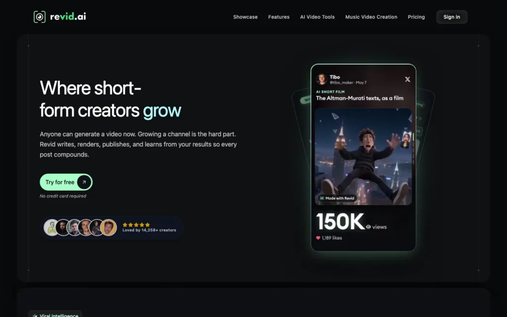 RevID.ai homepage screenshot