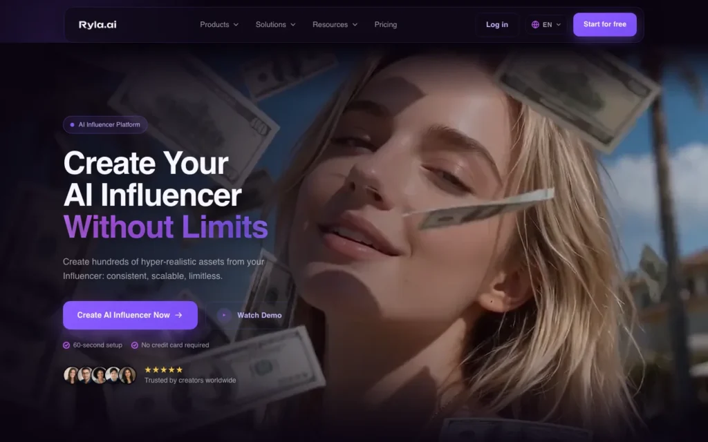 Ryla.ai homepage screenshot