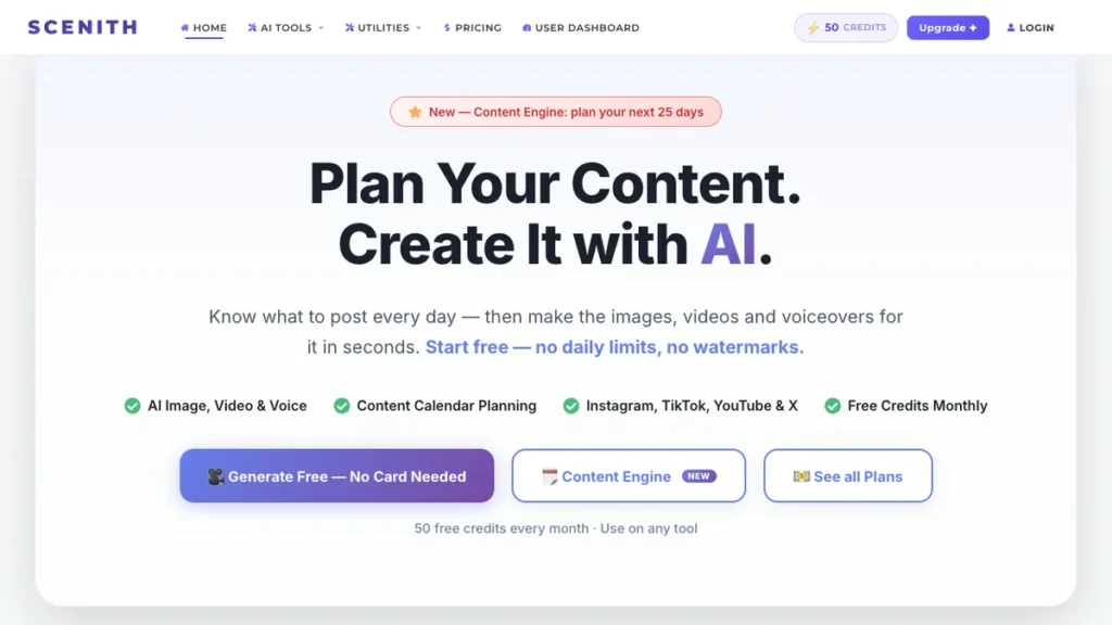 Scenith homepage screenshot
