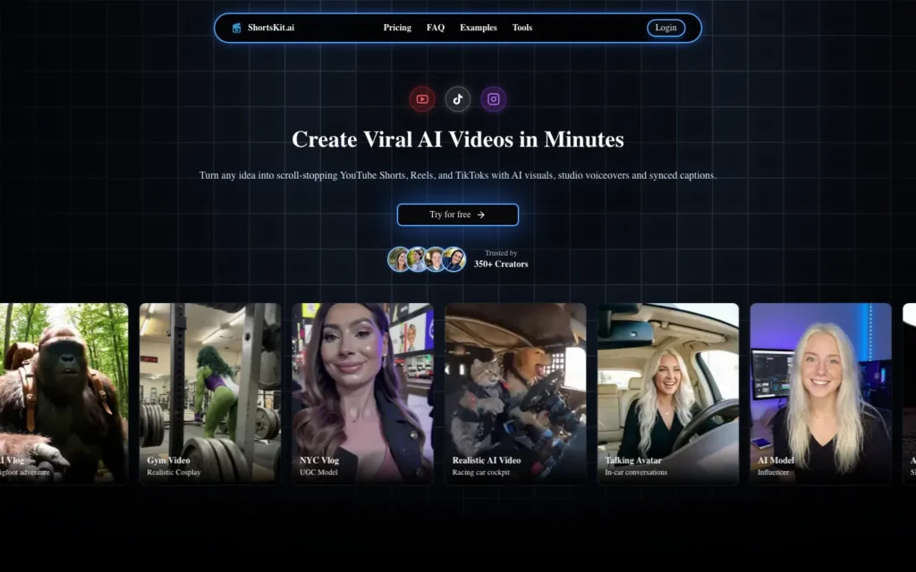 ShortsKit AI homepage screenshot