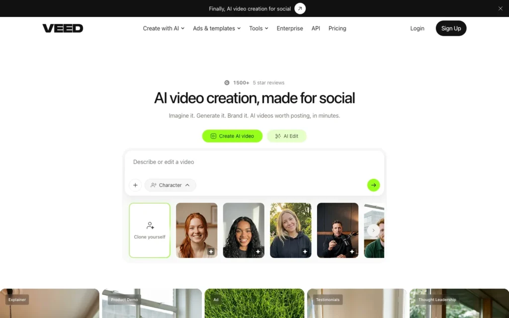 VEED homepage screenshot