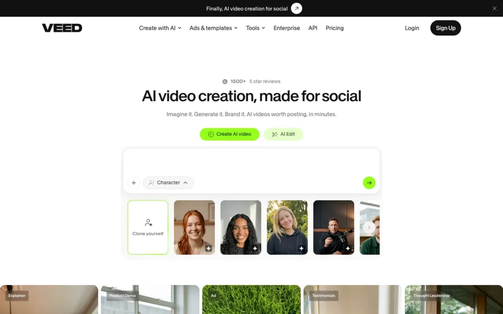 VEED homepage screenshot