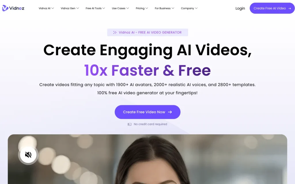 Vidnoz AI homepage screenshot
